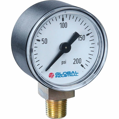 Global Industrial 2-1/2" Pressure Gauge, 1000 PSI, 1/4" NPT LM, Plastic