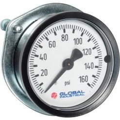 Global Industrial™ 1-1/2" Pressure Gauge, 100 PSI, 1/8" NPT CBM With U-Clamp, Plastic