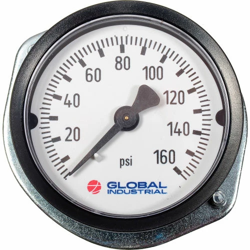 Global Industrial 2" Pressure Gauge, 30 INHG VAC, 1/4" NPT CBM With U-Clamp, Plastic - Image 2