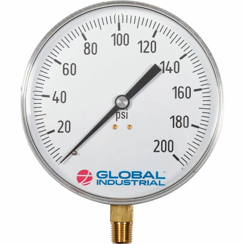 Global Industrial 4-1/2" Contractor Gauge, 100 PSI, 1/4" NPT LM, Stainless Steel - Image 2
