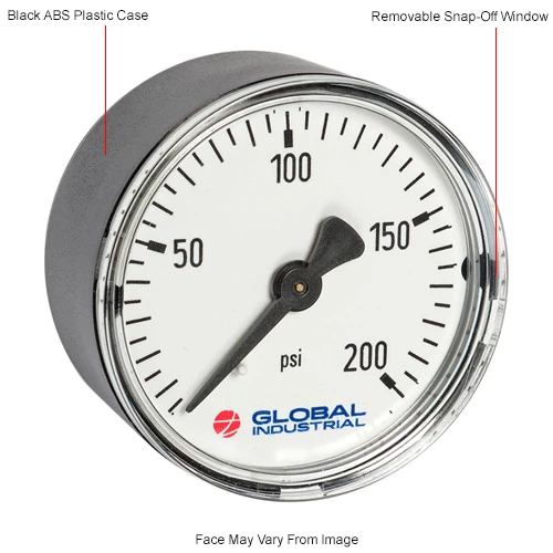Global Industrial 2-1/2" Pressure Gauge, 60 PSI/KPA, 1/4" NPT CBM, Plastic - Image 6
