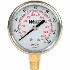 Weiss Instruments 2 1/2" dial, liquid filled, 1/4" NPT bottom, 0-160 PSI