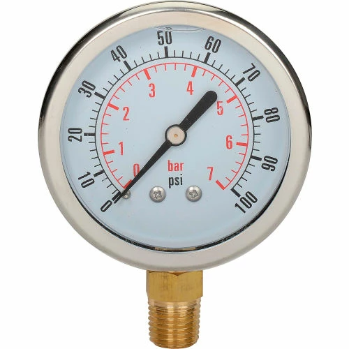 Dynamic Fluid Components Dynamic 2-1/2 " Fluid Glycerine Filled Pressure Gage Stem 100 PSI