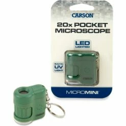 Carson Optical Carson® MicroMini 20x LED and UV Lighted Pocket Microscope - Green - Pkg Qty 3