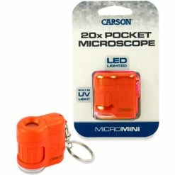 Carson Optical Carson® MicroMini 20x LED and UV Lighted Pocket Microscope - Orange - Pkg Qty 3