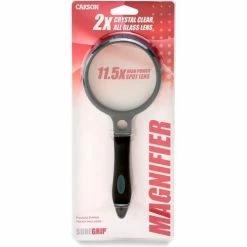 Carson Optical Carson® SG-10 SureGrip™ Soft Grip 2x Magnifier 90mm w/ 11.5x Spot Lens - Pkg Qty 3