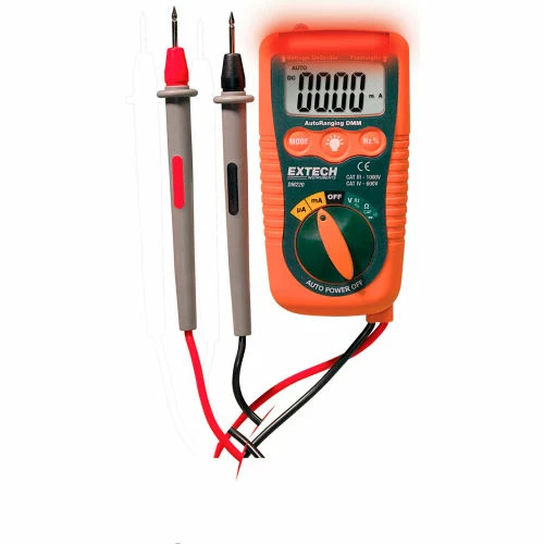 Extech DM220 Mini Pocket MultiMeter W/Non-Contact Voltage Detector, Orange/Green, AC Capable