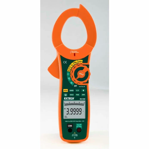 Extech MA1500-NIST True RMS AC/DC Clamp Meter and NCV, Orange/Green NIST Certified