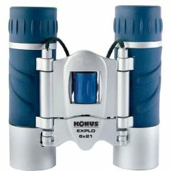 Konus 2023 Explo 8x21mm Binoculars, Central Focus, Ruby Coating, Blue/Silver