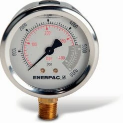 Enerpac Hydraulic Pressure Gauge, Lower Mount, Glycerine Filled, 6,000 Max PSI, 2.5" Face