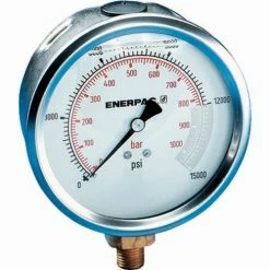 Enerpac Hydraulic Pressure Gauge, Lower Mount, Glycerine Filled, 10,000 Max PSI, 4" Face