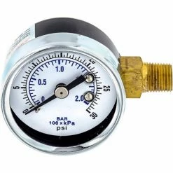 Pic Gauges 1.5" Utility Pressure Gauge, Dry Filled, 0/30 PSI Range, Right Mount, 101D-158C-RIGHT