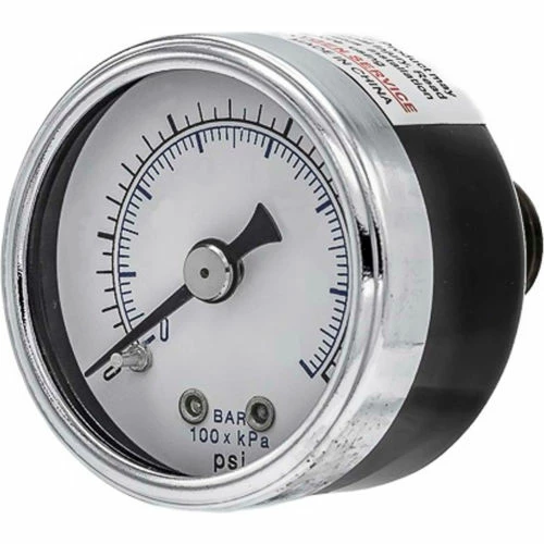 PIC Gauges 1.5" Utility Pressure Gauge, 1/8" NPT, Dry Fillable, 0/100 PSI, Ctr Back Mount, 102D-158E