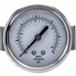 PIC Gauges 2-1/2" Pressure Gauge, 1/4" NPT, Dry Fillable, 0/100 PSI Range, U-Clamp Mount, 103D-254E