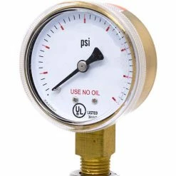 PIC Gauges 2" UNO Pressure Gauge, 1/4" NPT, Dry, 0/3000 PSI, Lower Mount, 501D-UNO-204P