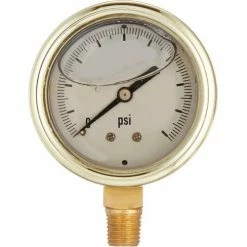 PIC Gauges 2.5" Forged Brass Pressure Gauge, 1/4" NPT, 0/5000 PSI, Glycerine Filled, LM, 601L-254R