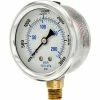 Pic Gauges 2-1/2" Vacuum Gauge, Liquid Filled, 3000 PSI, Stainless Case, Lower Mount, PRO-201L-254P