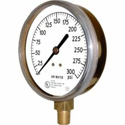 Pic Gauges 3.5" Sprinkler Water Pressure Gauge, 1/4" NPT, 0/300 PSI, Lower Mount, SPRINKLER-WATER
