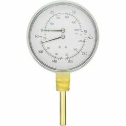 PIC Gauges 4" Tridactor Boiler Pressure Gauge, 1/2" NPT, 0/75 PSI, Lower Mount, TRI-RC-402L-D
